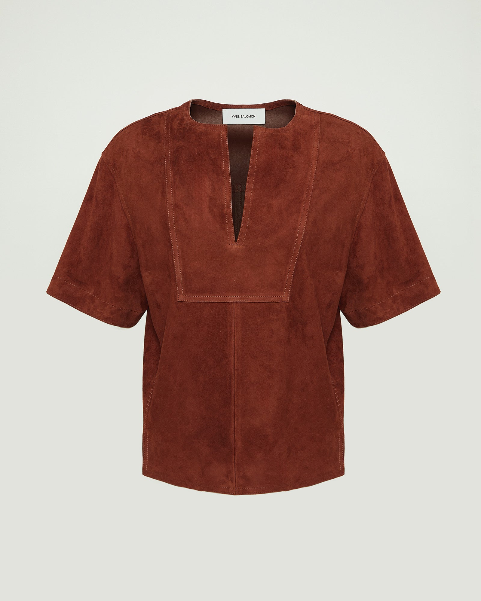 Blouse à manches courtes en cuir d'agneau double face -Yves salomon - Nouvelle collection Printemps Été