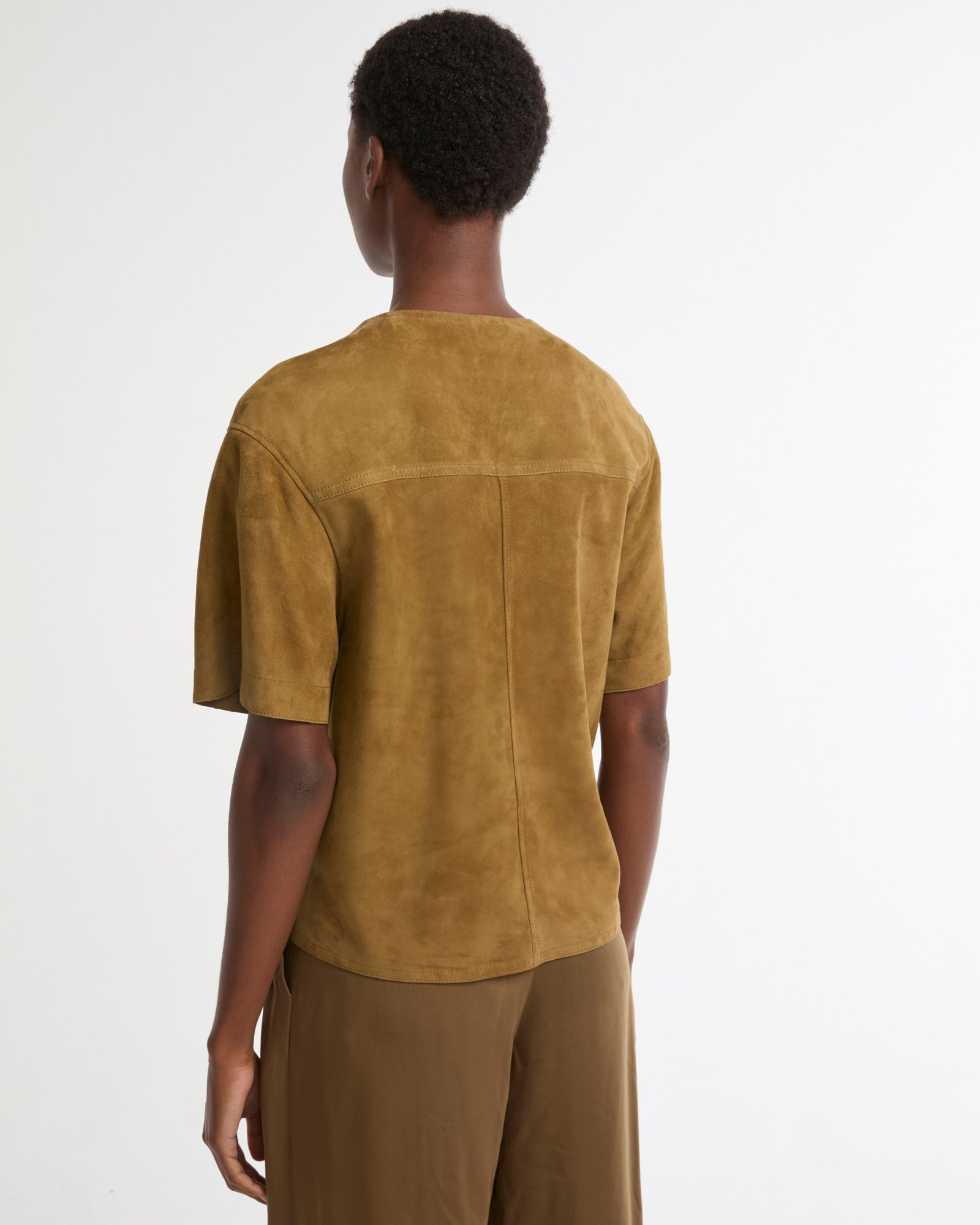 Blouse à manches courtes en cuir d'agneau double face -Yves salomon - Nouvelle collection Printemps Été