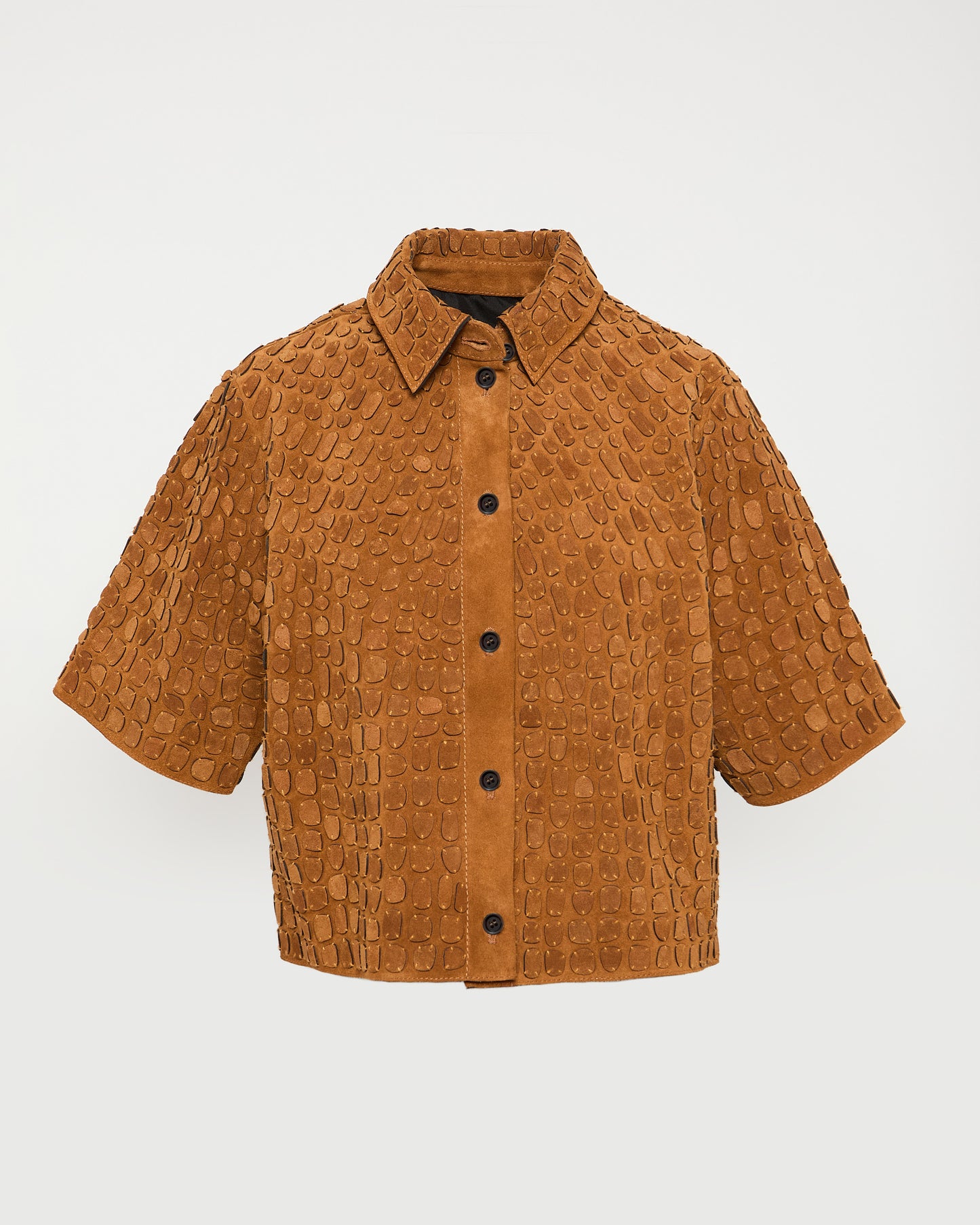 Chemise en veau velours brodée effet crocodile