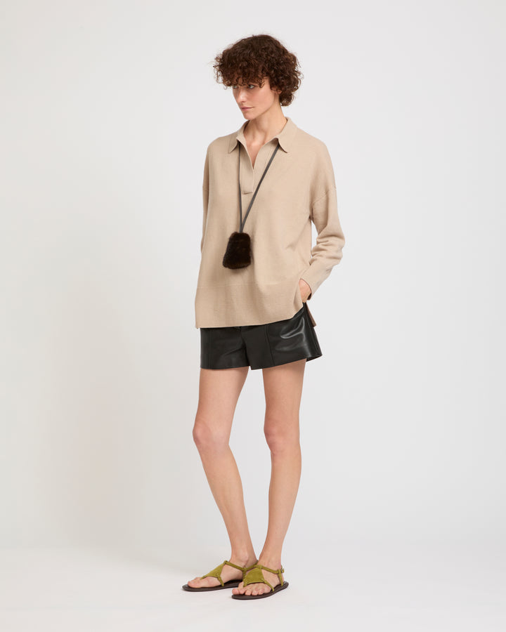 Polo en maille mérinos -Yves salomon - Nouvelle collection Printemps Été