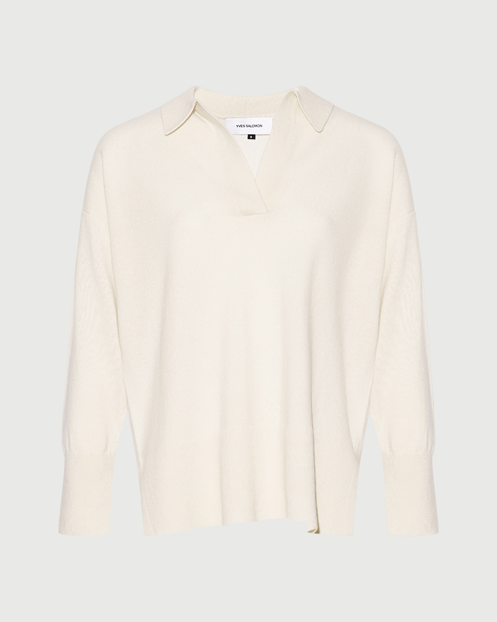 Polo en maille mérinos- Yves Salomon - Nouvelle collection Automne Hiver