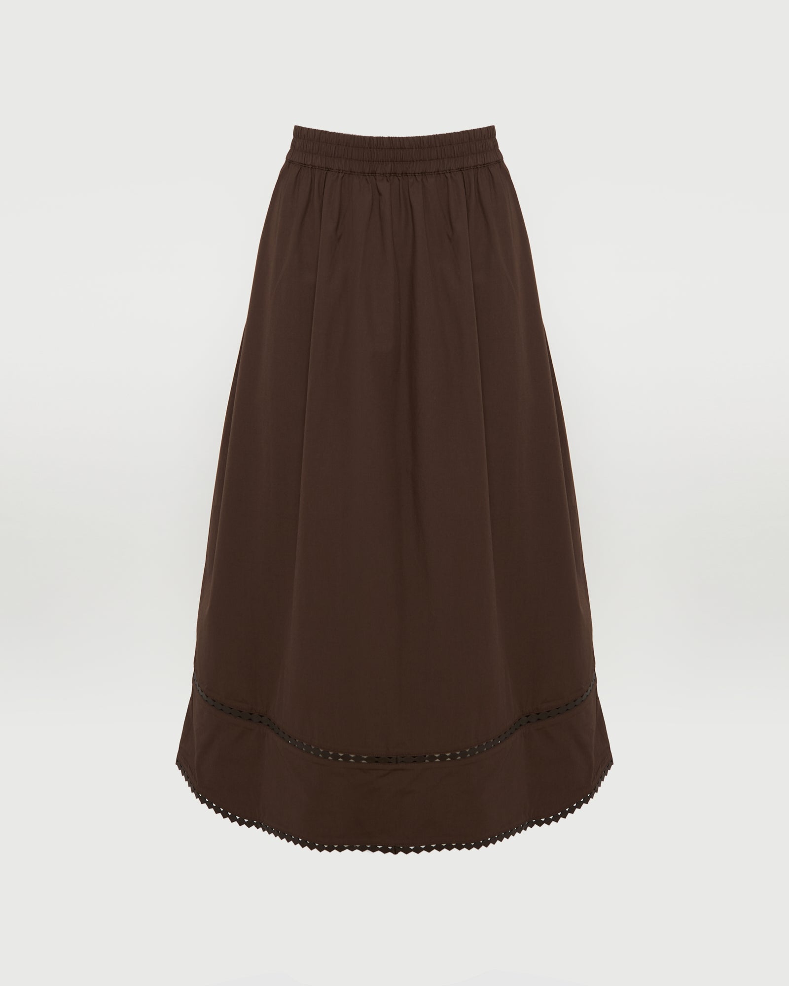 Jupe en popeline de coton et détails cuir -Yves salomon - Nouvelle collection Printemps Été