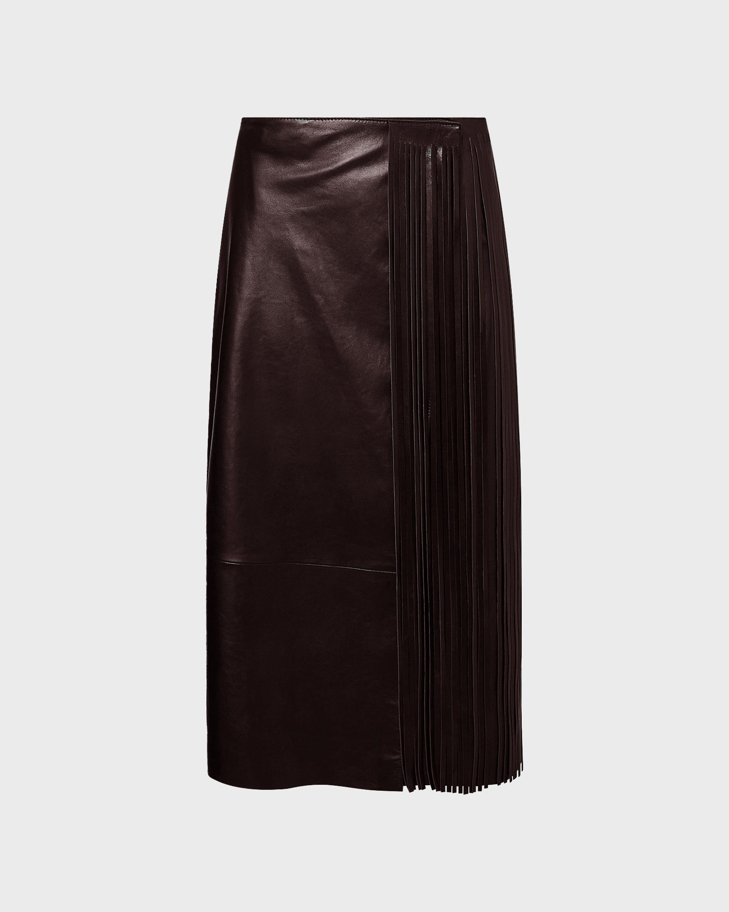Jupe portefeuille à franges en cuir d'agneau -Yves salomon - Nouvelle collection Printemps Été