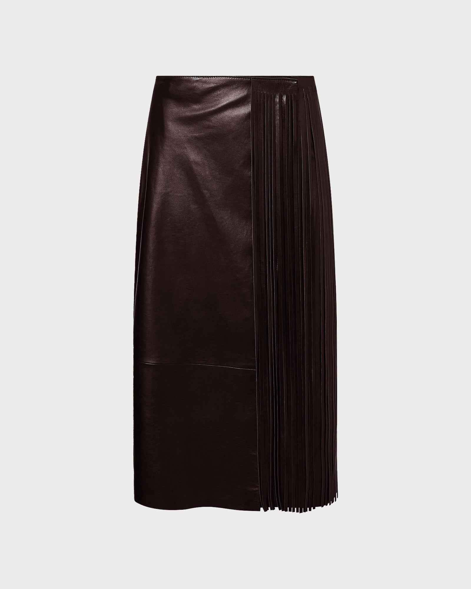 Jupe portefeuille à franges en cuir d'agneau -Yves salomon - Nouvelle collection Printemps Été