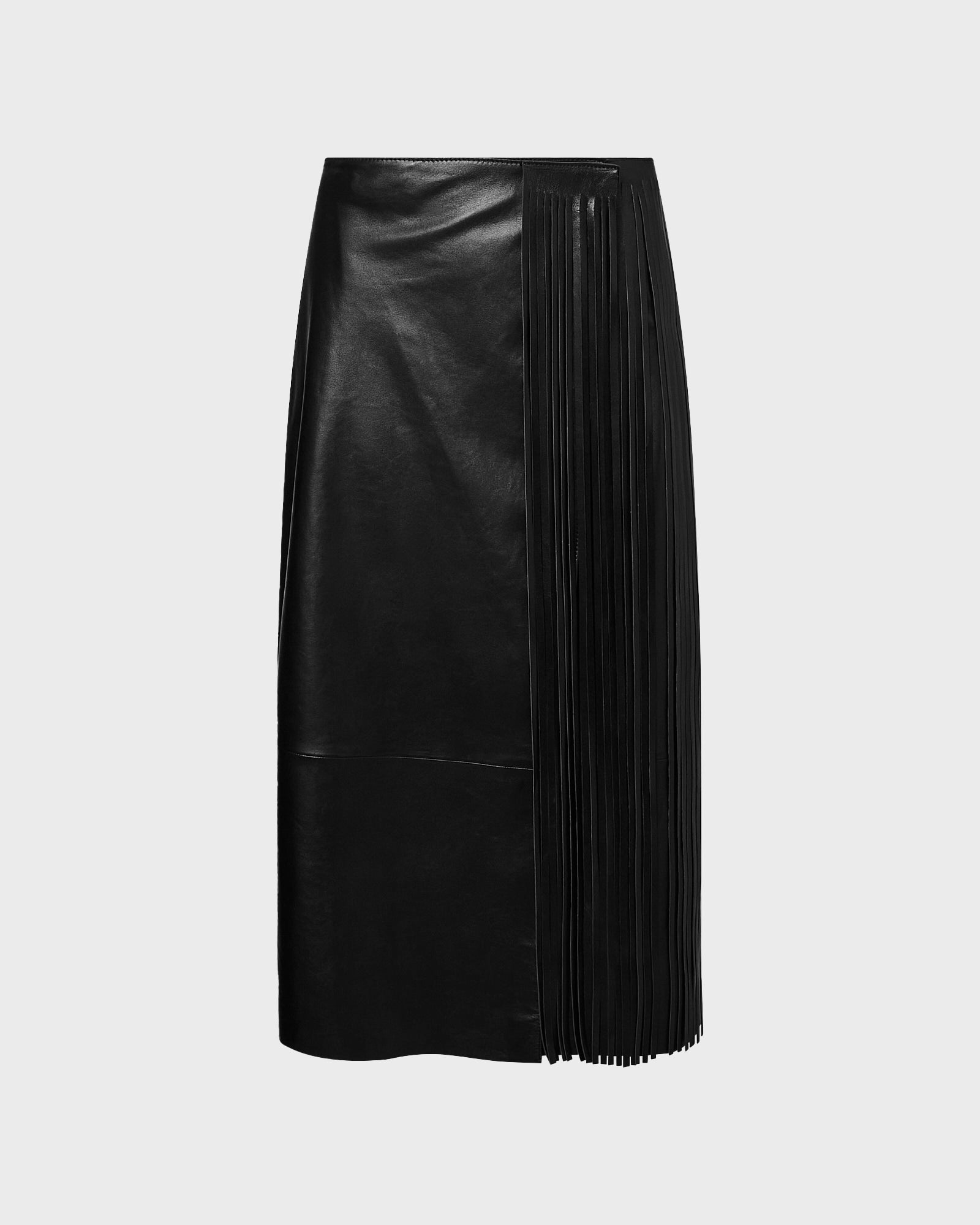 Jupe portefeuille à franges en cuir d'agneau -Yves salomon - Nouvelle collection Printemps Été