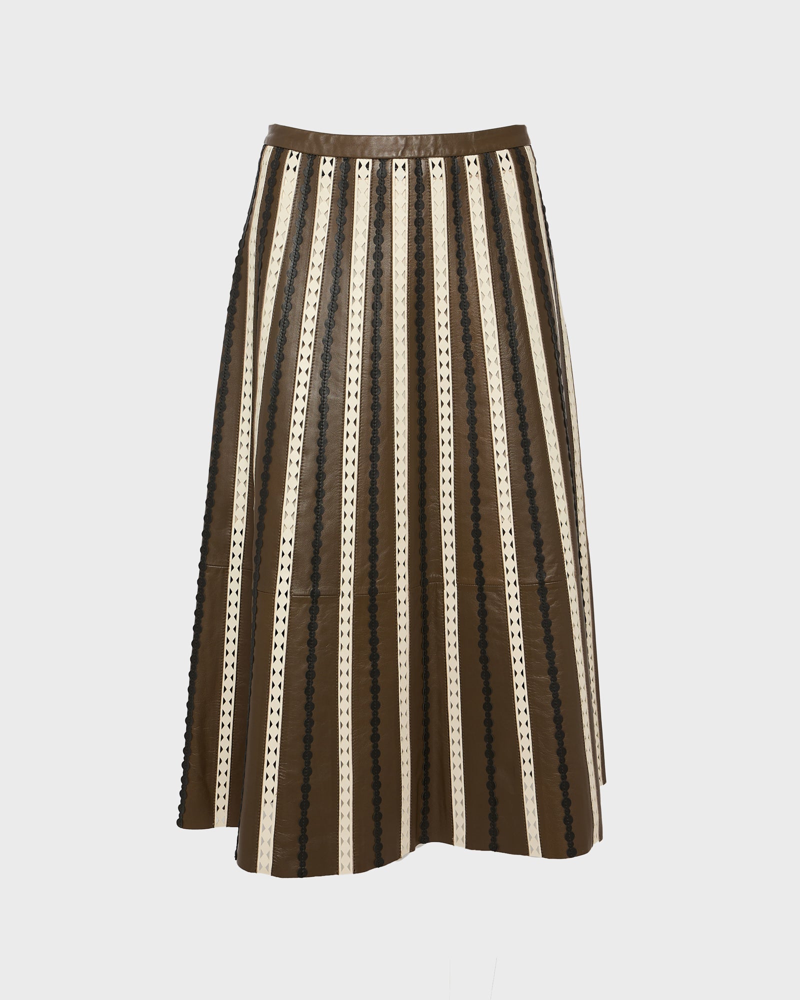Jupe longue en cuir d'agneau perforé -Yves salomon - Nouvelle collection Printemps Été
