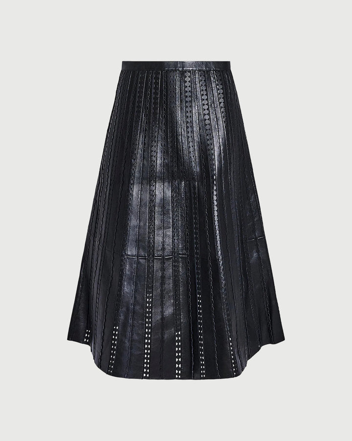Perforated leather maxi skirt
