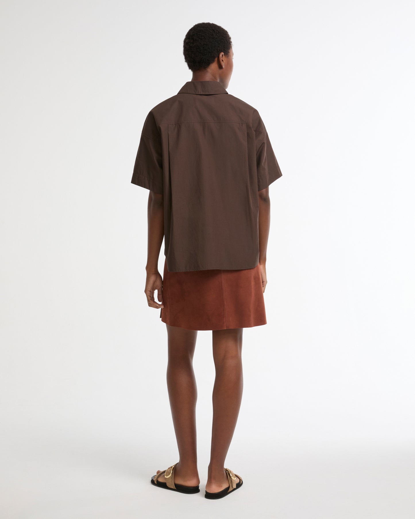 Jupe courte en cuir d'agneau double face -Yves salomon - Nouvelle collection Printemps Été