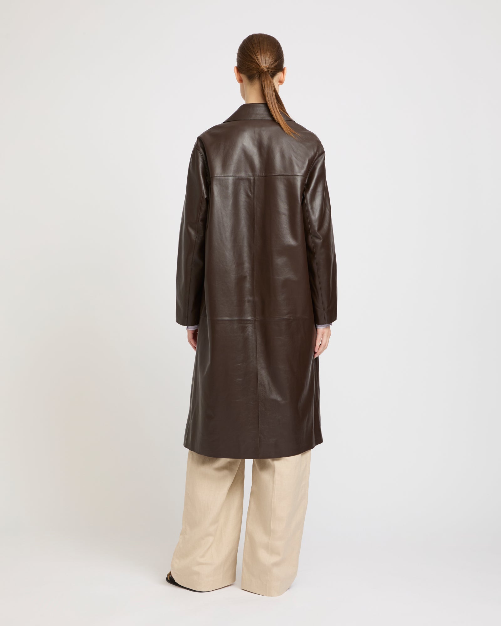 Manteau droit en cuir d'agneau -Yves salomon - Nouvelle collection Printemps Été