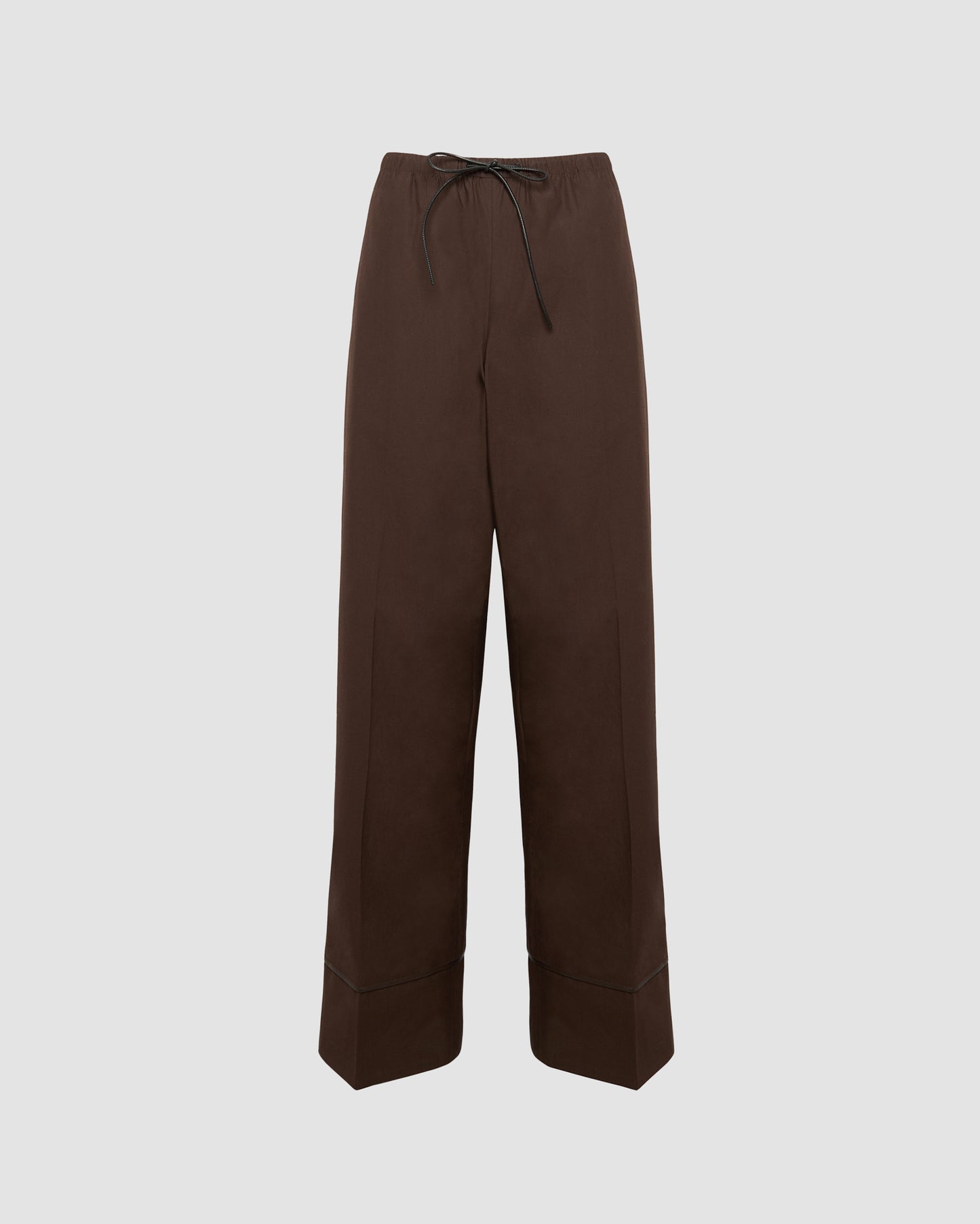 Pantalon ample en popeline de coton et détails cuirs -Yves salomon - Nouvelle collection Printemps Été