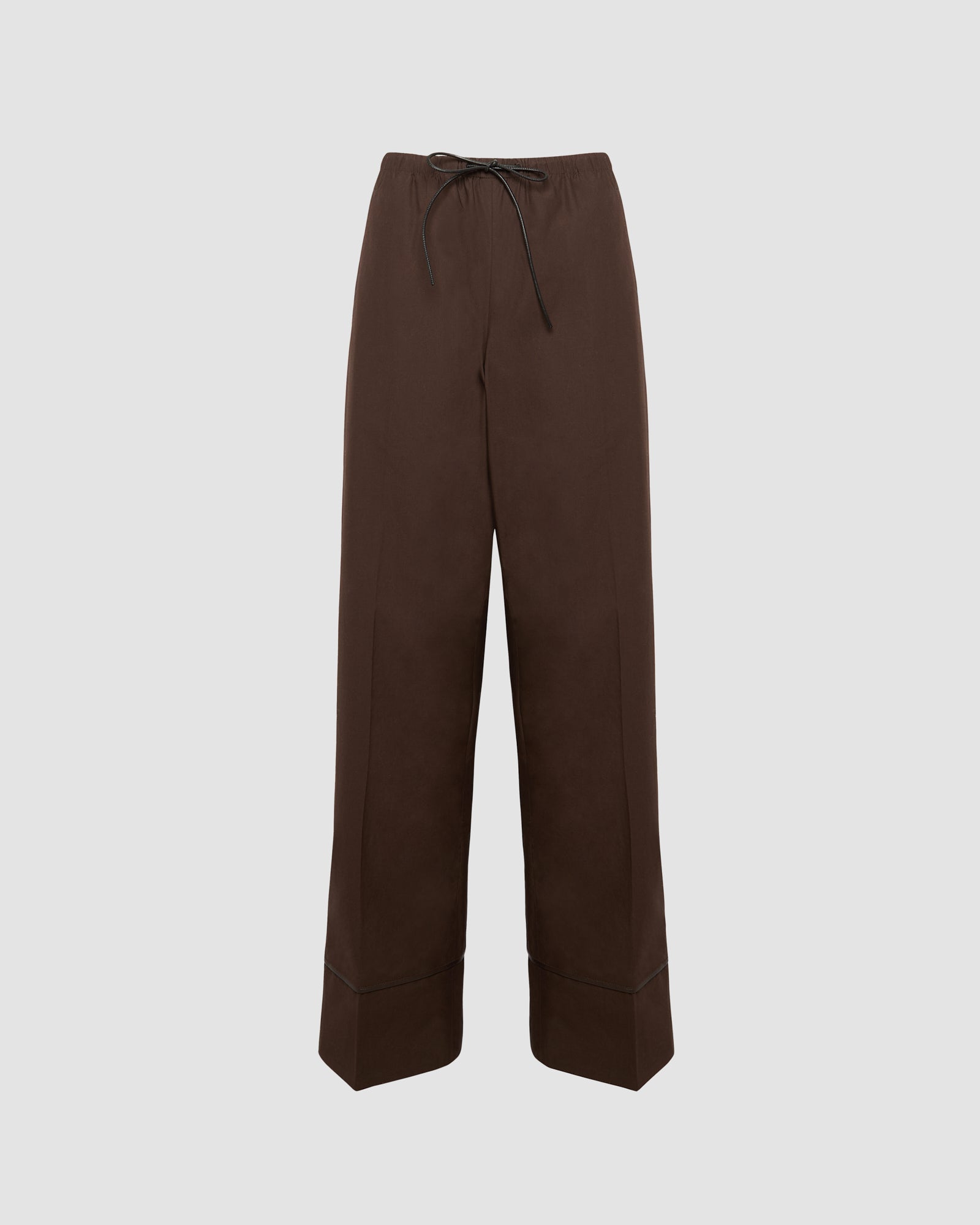 Pantalon ample en popeline de coton et détails cuirs -Yves salomon - Nouvelle collection Printemps Été