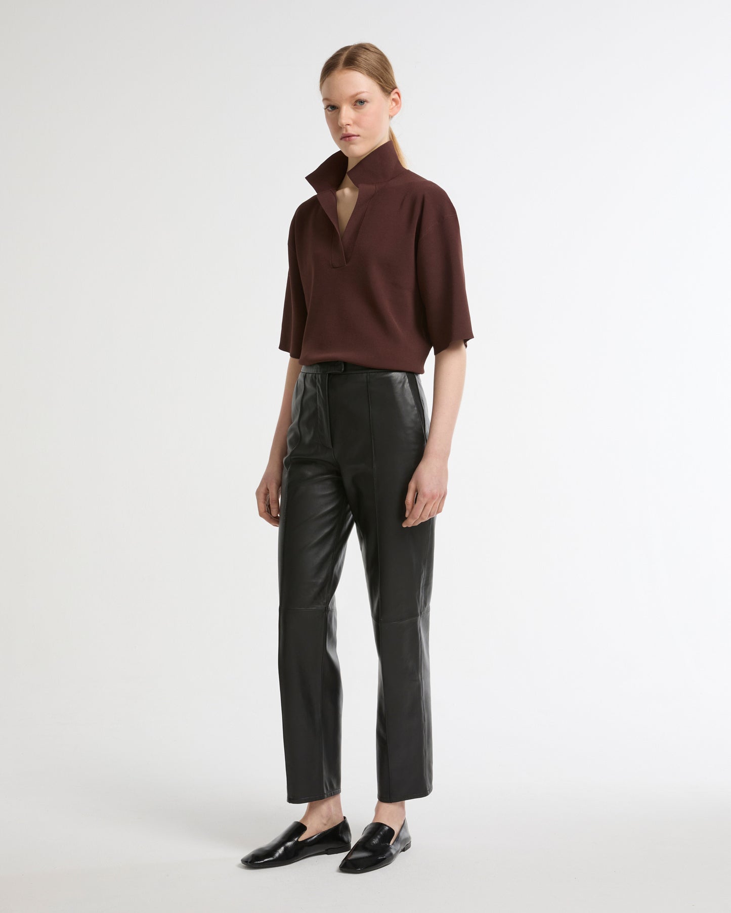Pantalon tailleur en cuir d'agneau -Yves salomon - Nouvelle collection Printemps Été