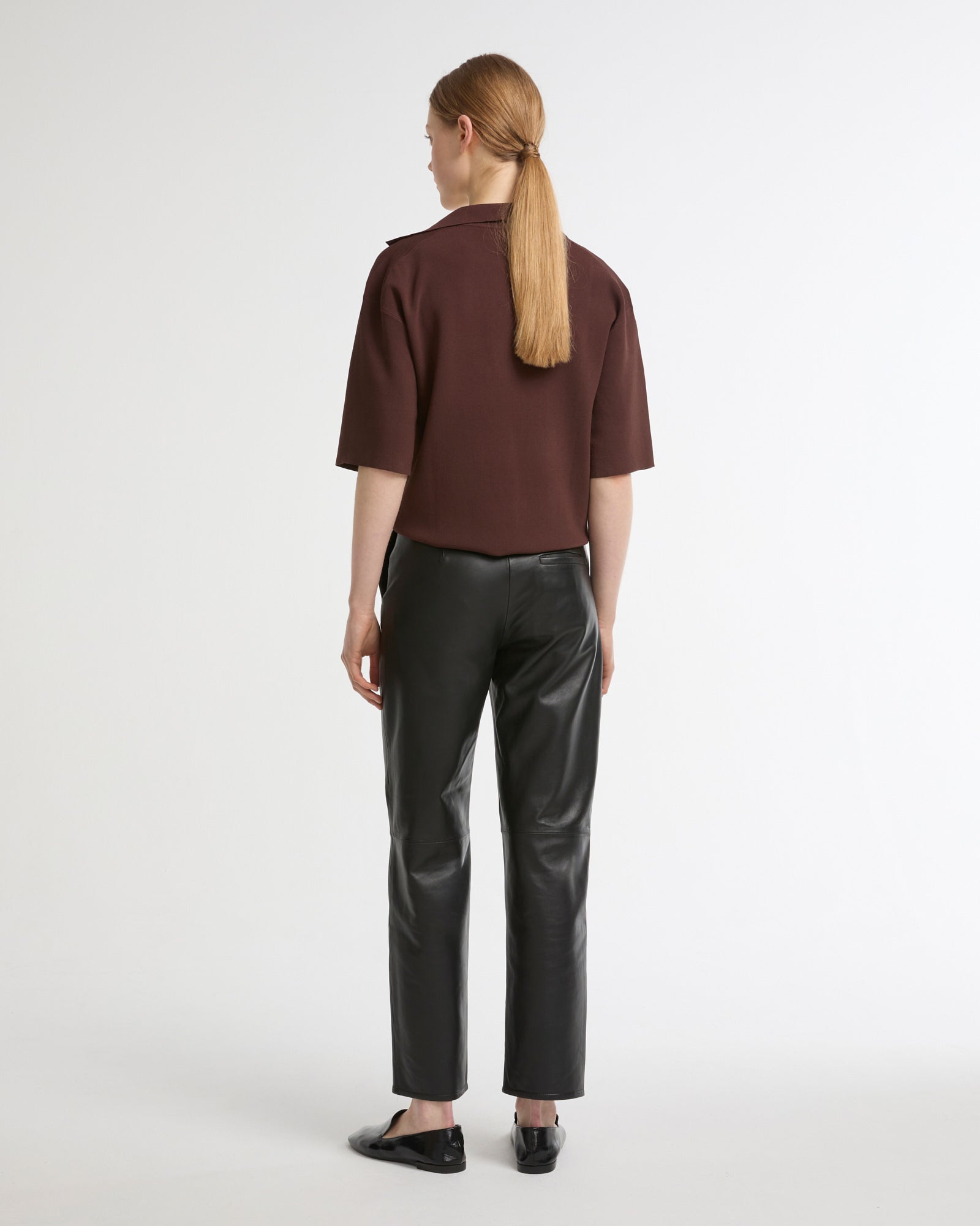 Pantalon tailleur en cuir d'agneau -Yves salomon - Nouvelle collection Printemps Été