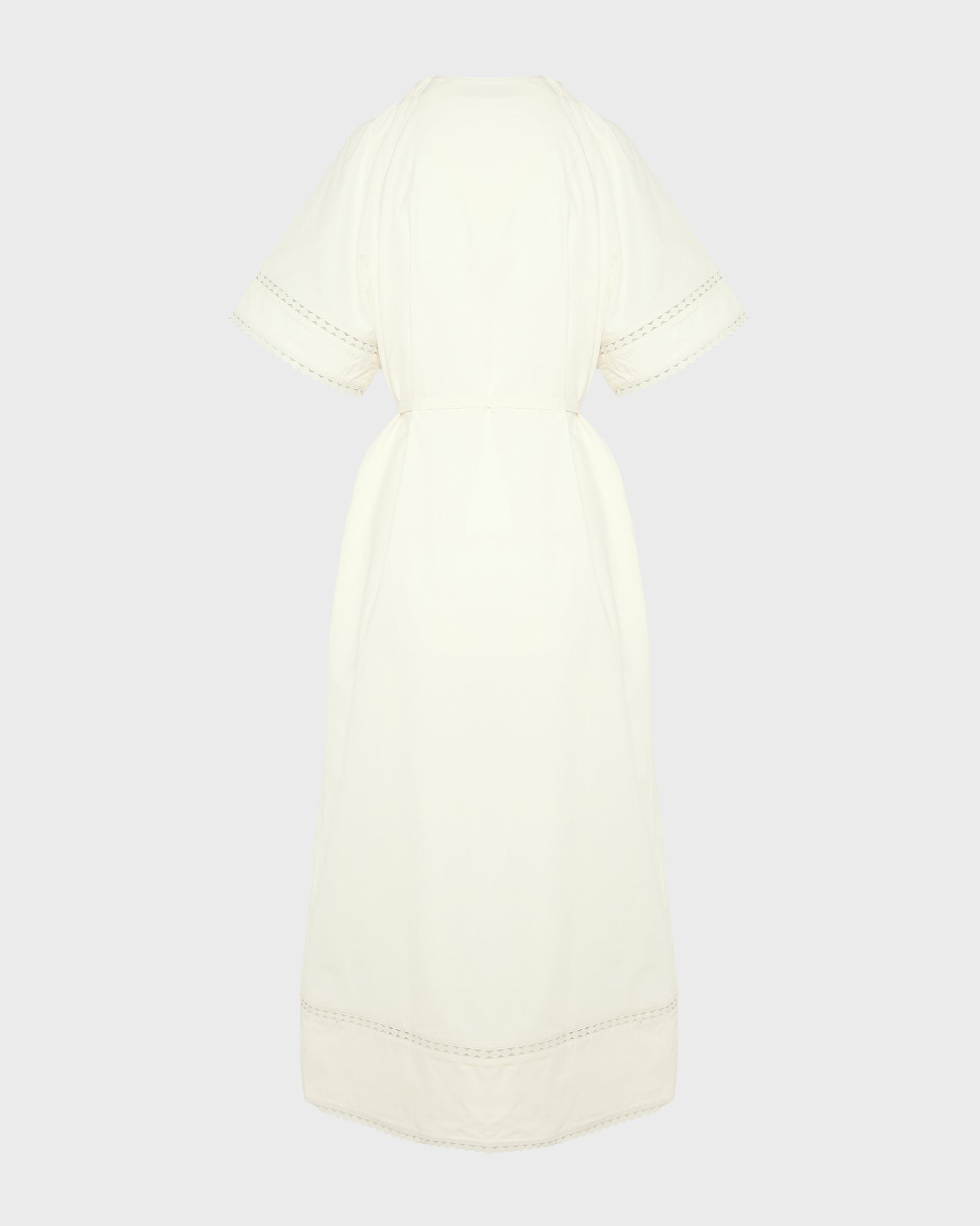 Robe à manches courtes en popeline de coton et détails cuirs -Yves salomon - Nouvelle collection Printemps Été