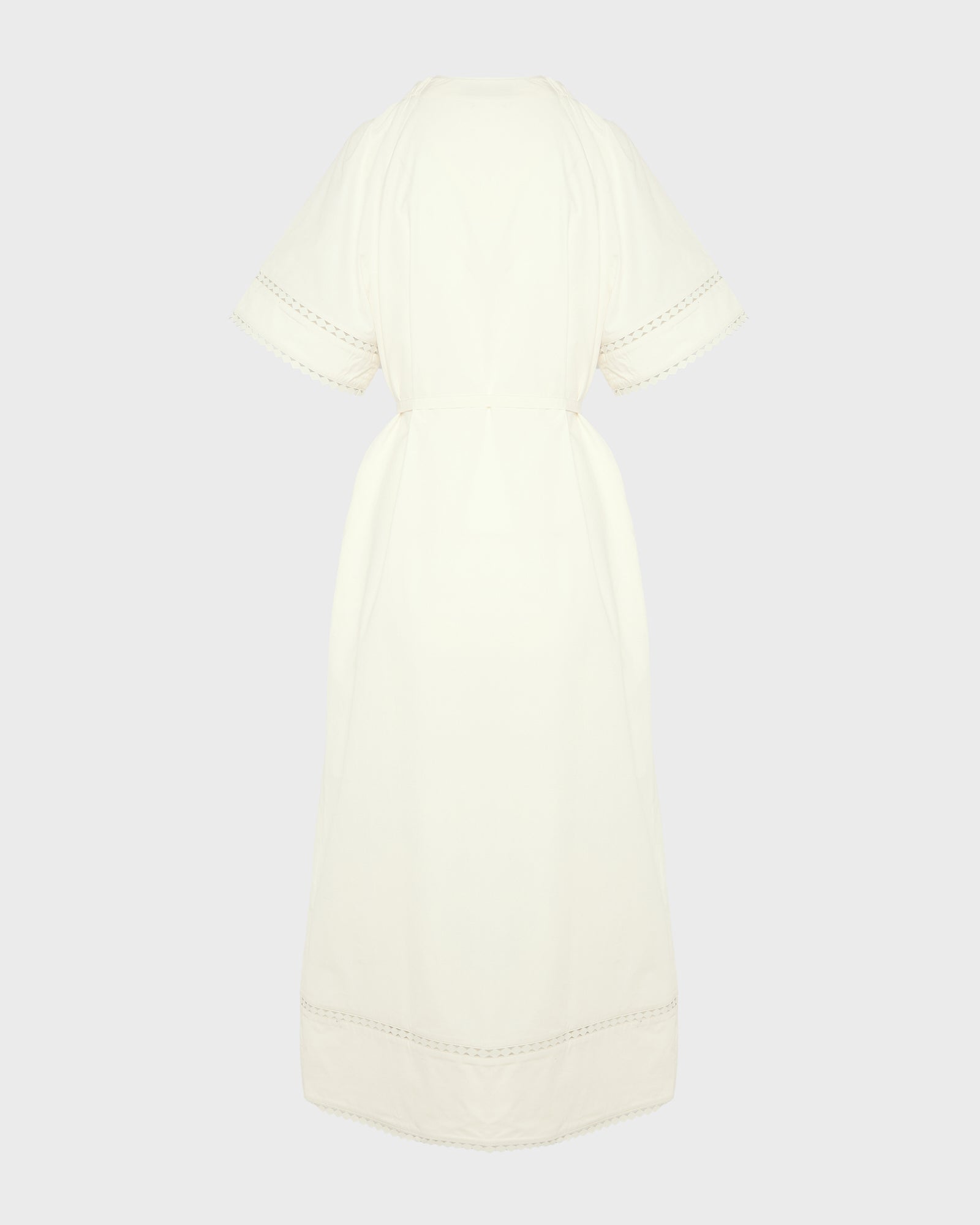 Robe à manches courtes en popeline de coton et détails cuirs -Yves salomon - Nouvelle collection Printemps Été