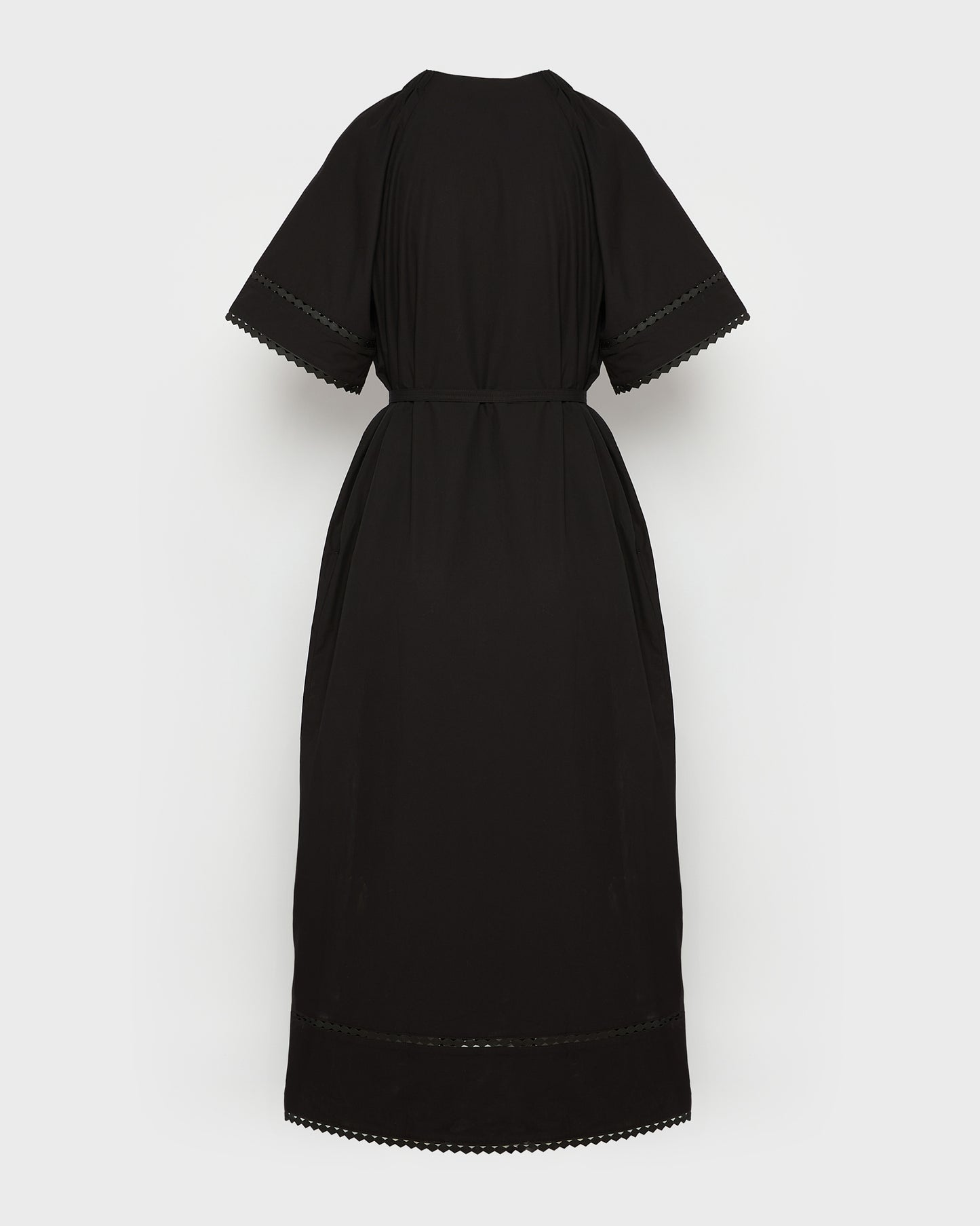 Robe à manches courtes en popeline de coton et détails cuirs -Yves salomon - Nouvelle collection Printemps Été