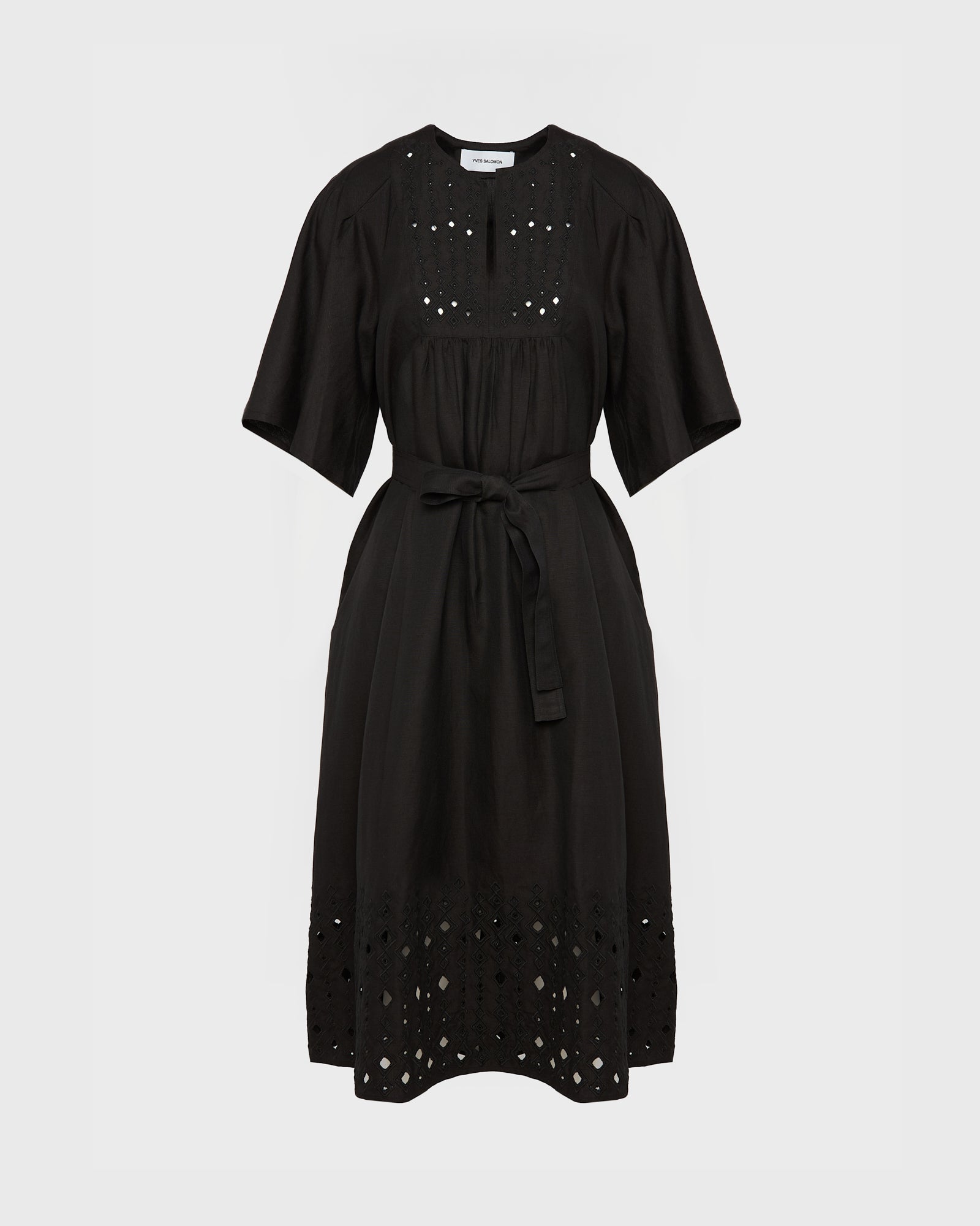 Robe fluide en lin brodé -Yves salomon - Nouvelle collection Printemps Été