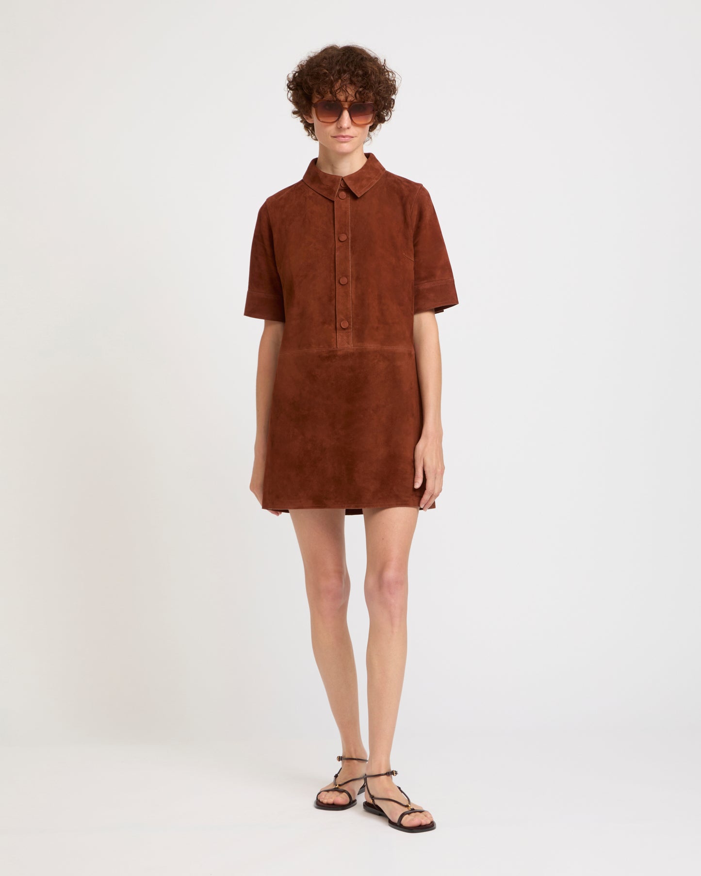 Robe courte en cuir d'agneau double face