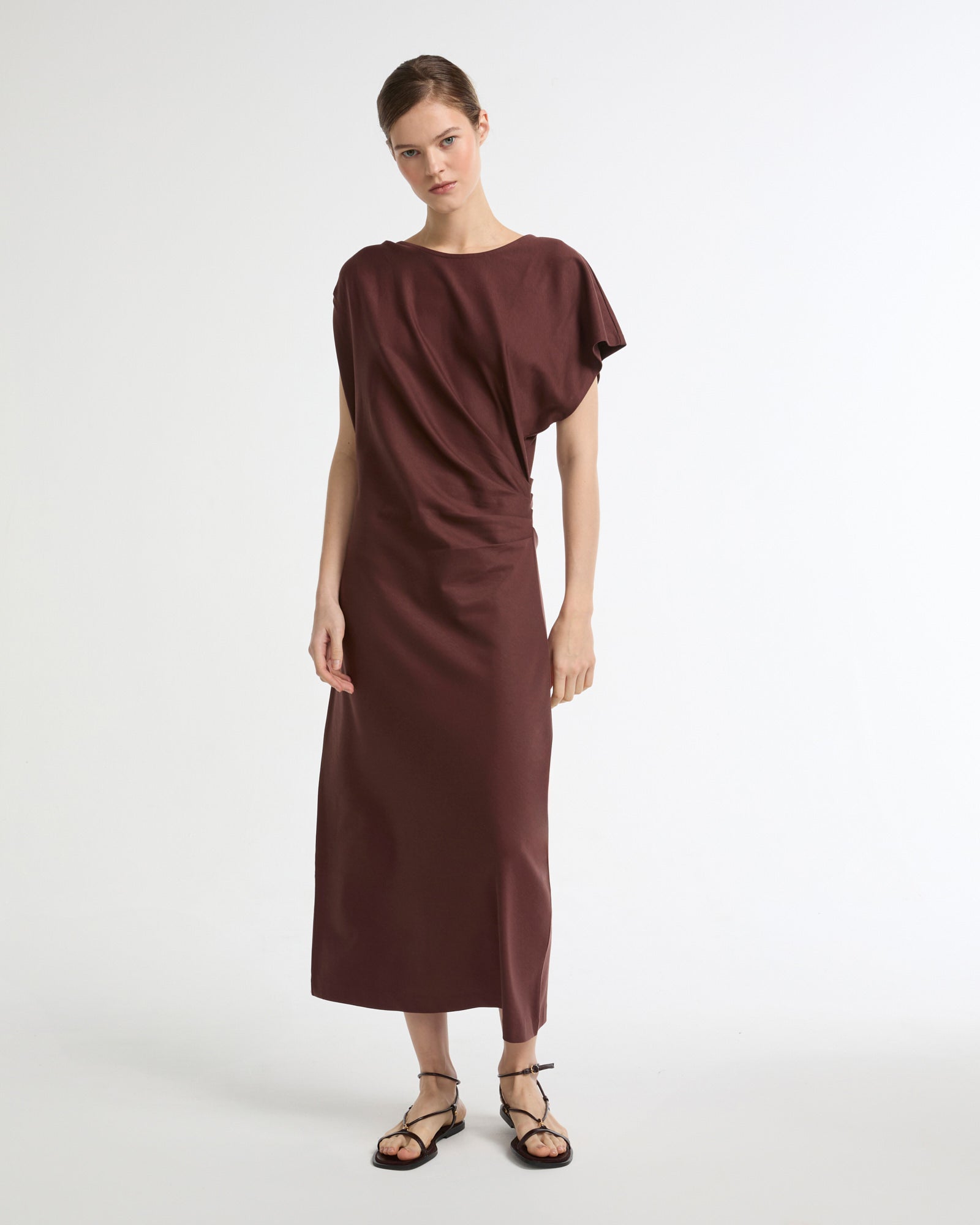 Robe asymétrique en jersey de coton et soie -Yves salomon - Nouvelle collection Printemps Été