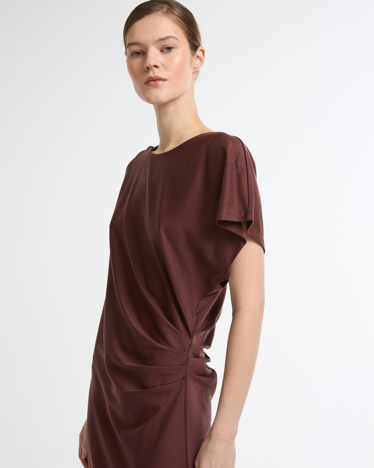 Robe asymétrique en jersey de coton et soie -Yves salomon - Nouvelle collection Printemps Été