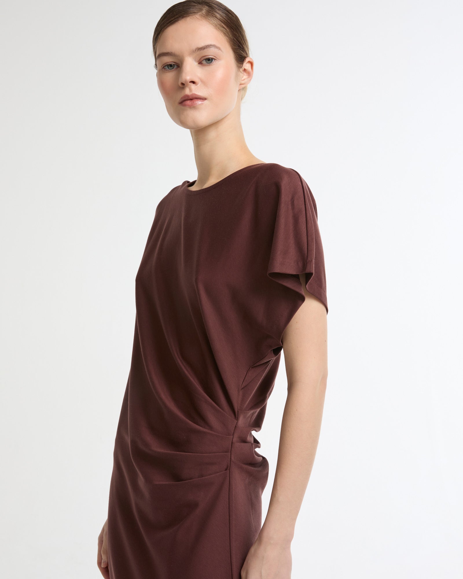 Robe asymétrique en jersey de coton et soie -Yves salomon - Nouvelle collection Printemps Été