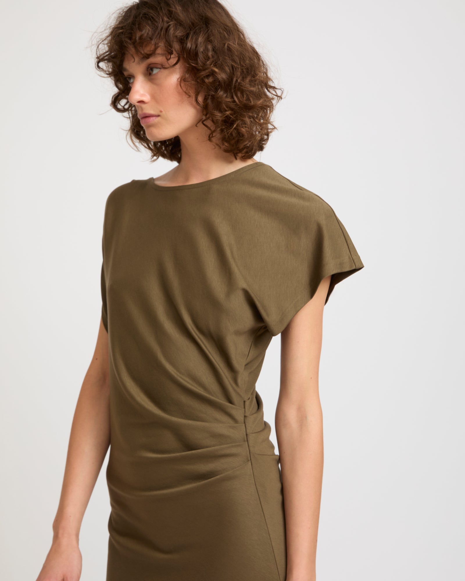 Robe asymétrique en jersey de coton et soie -Yves salomon - Nouvelle collection Printemps Été