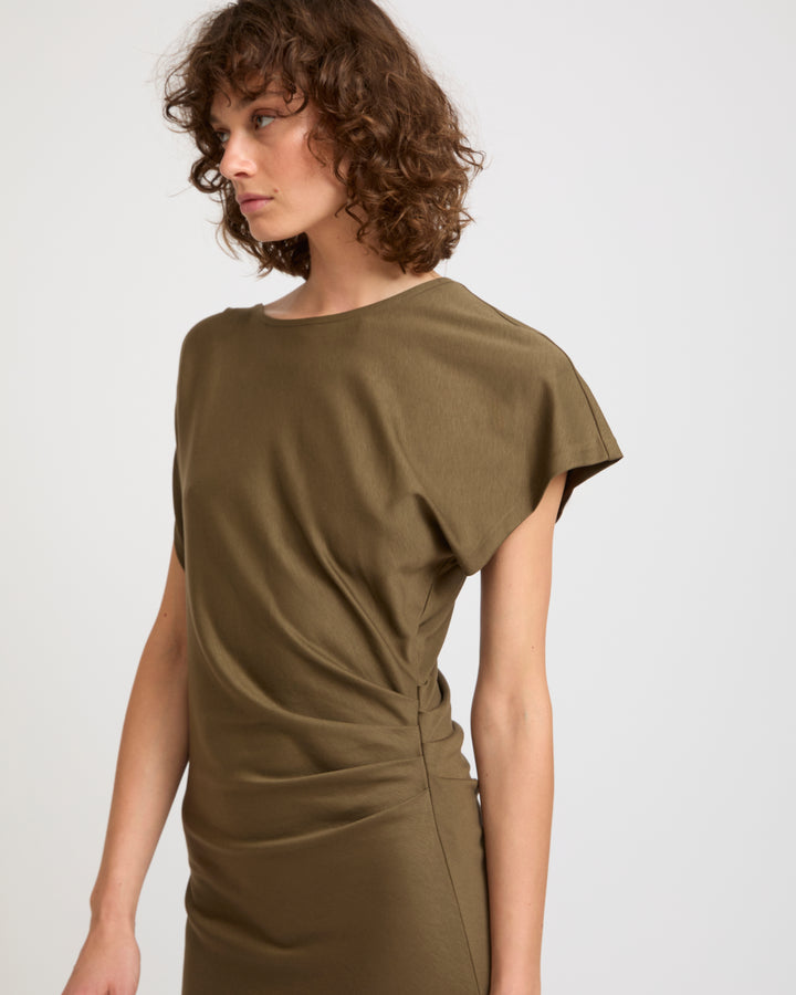 Robe asymétrique en jersey de coton et soie -Yves salomon - Nouvelle collection Printemps Été