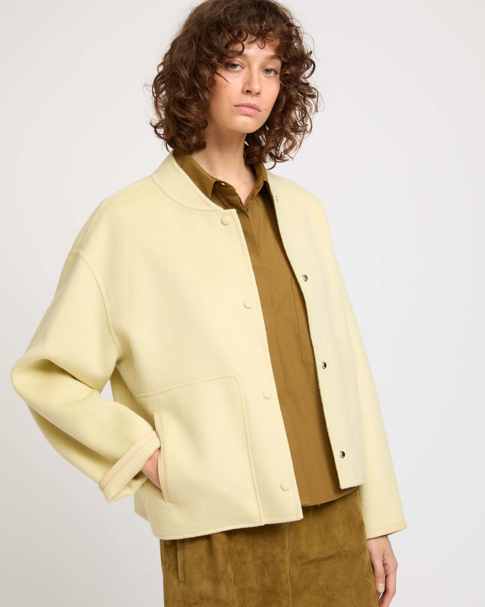 Soldes Veste teddy en lainage cachemire double face -Yves salomon - Nouvelle collection Printemps Été