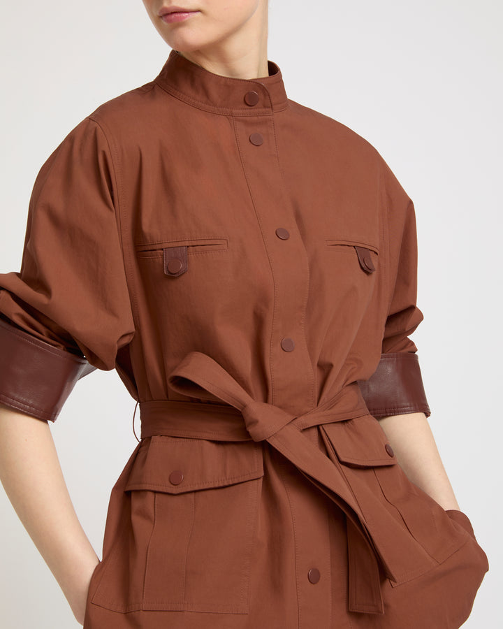 Veste saharienne ceinturée en tissu coton