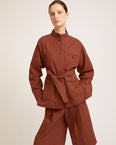 Veste saharienne ceinturée en tissu coton