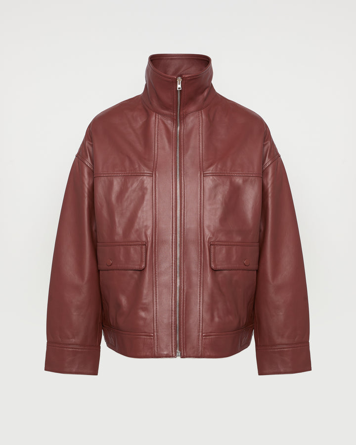 Veste courte en cuir d'agneau