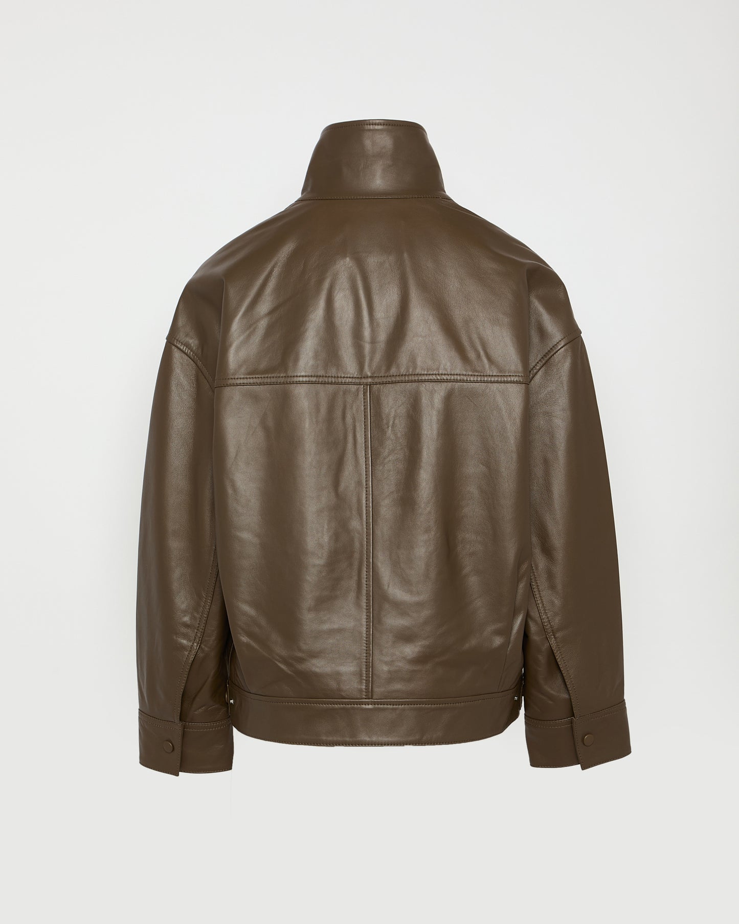 Lamb leather short jacket