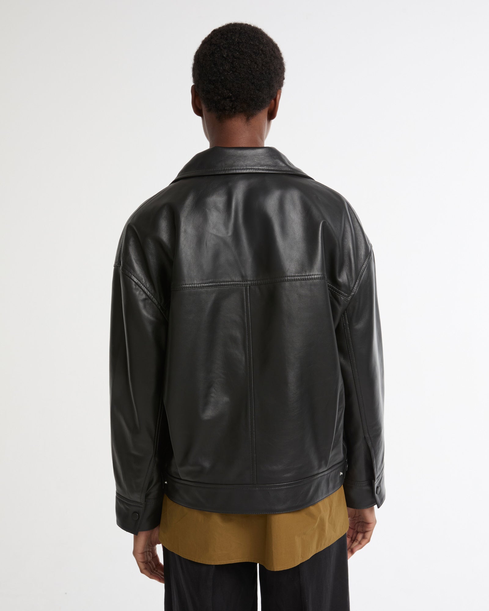 Lamb leather short jacket - black - Yves Salomon