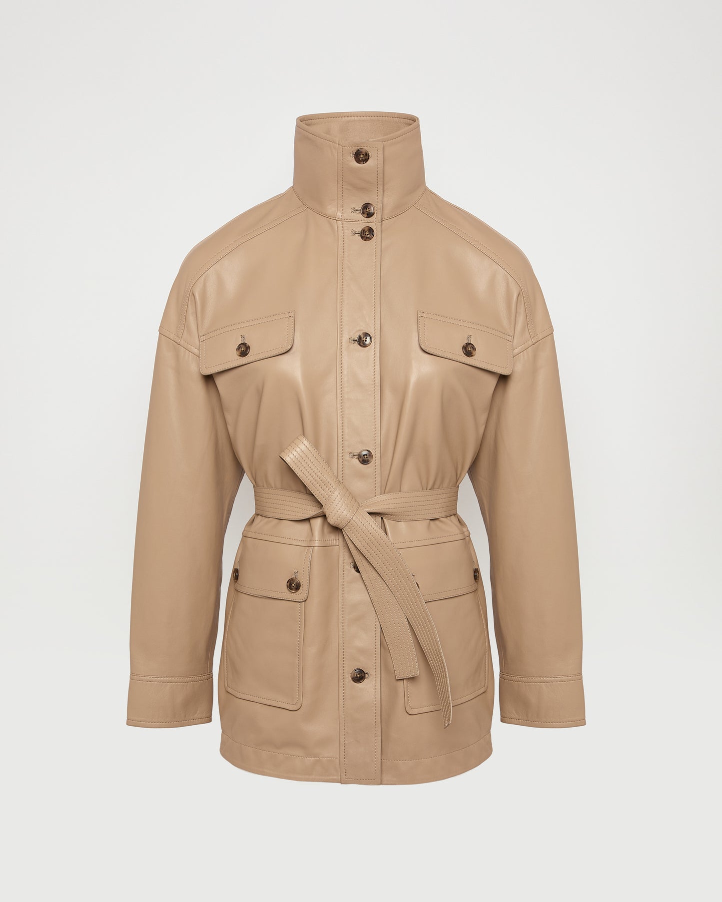 Veste saharienne en cuir d'agneau -Yves salomon - Nouvelle collection Printemps Été