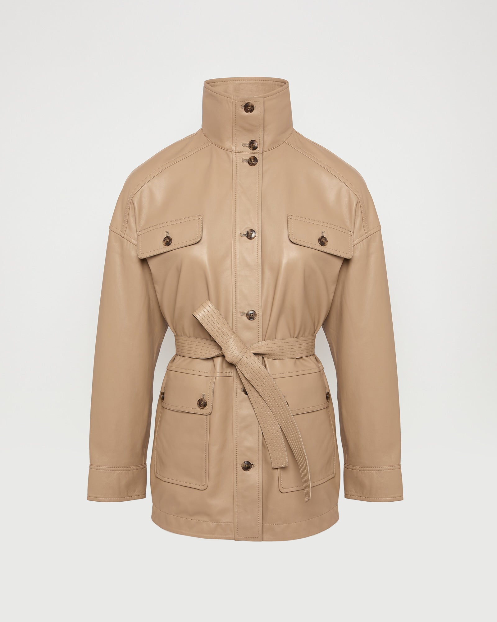 Veste saharienne en cuir d'agneau -Yves salomon - Nouvelle collection Printemps Été