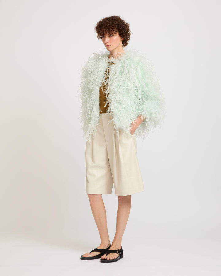 Veste courte en plumes -Yves salomon - Nouvelle collection Printemps Été