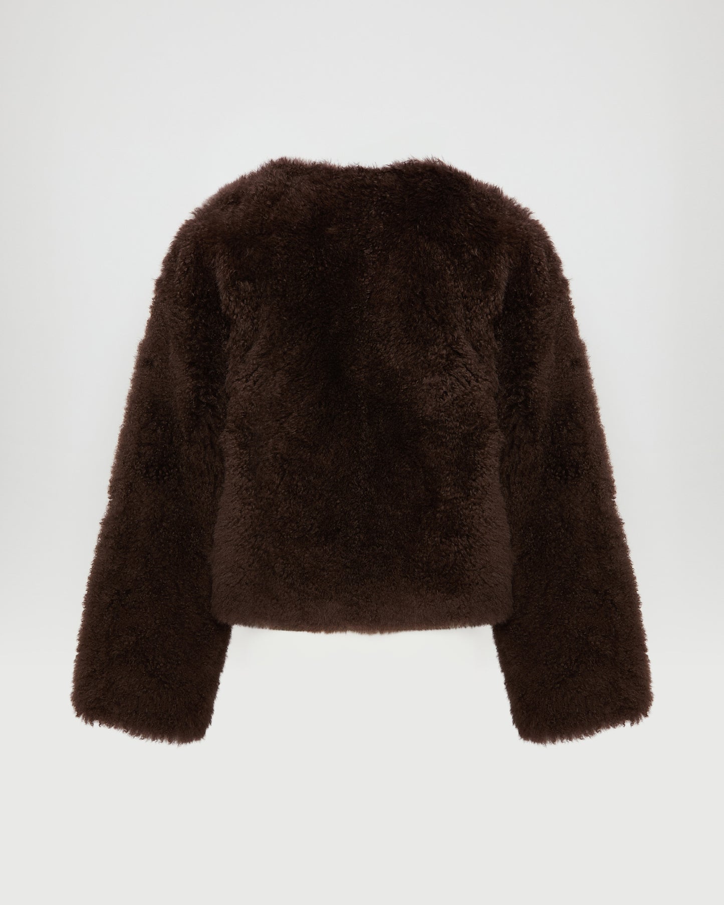 Short cashmere lambskin and merino knit jacket