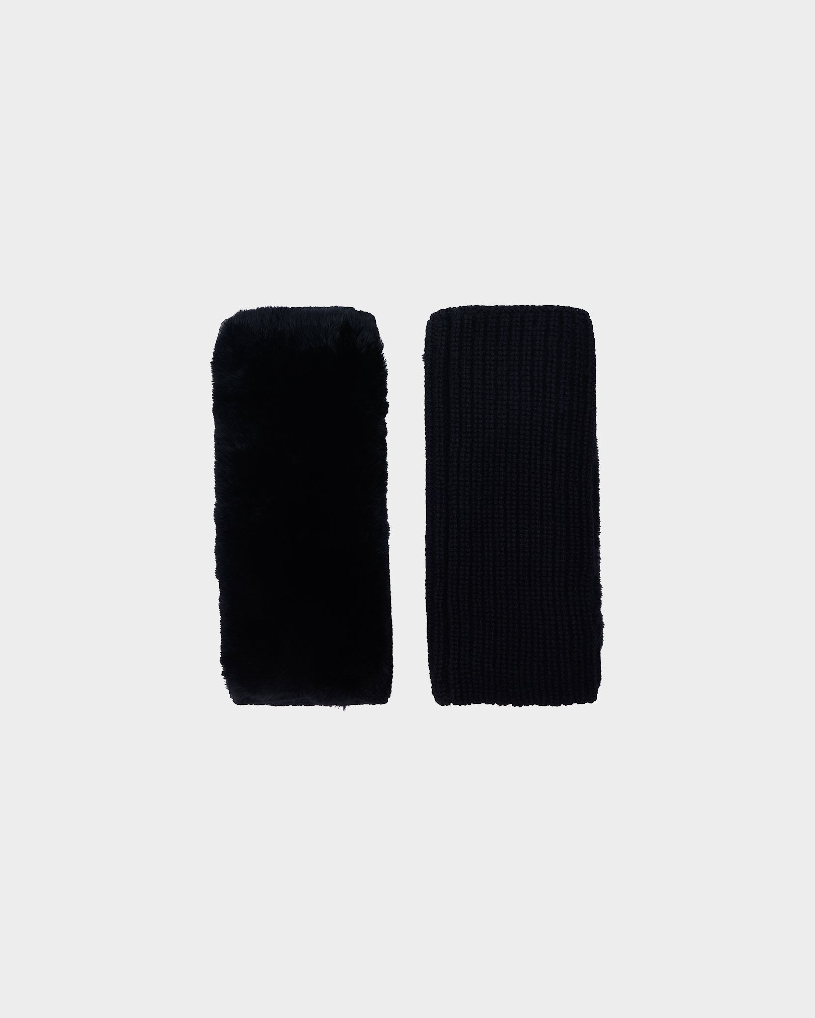 カシミヤウールニット＆レッキスファーフィンガーレスグローブ – Yves