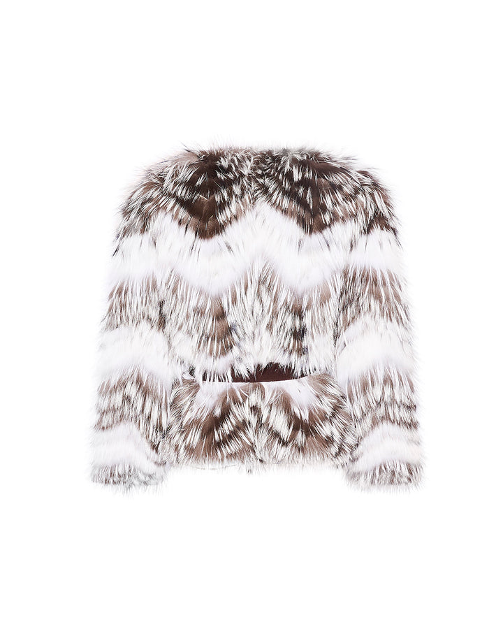 Gilet ceinturé en maille mérinos et fourrure de renard