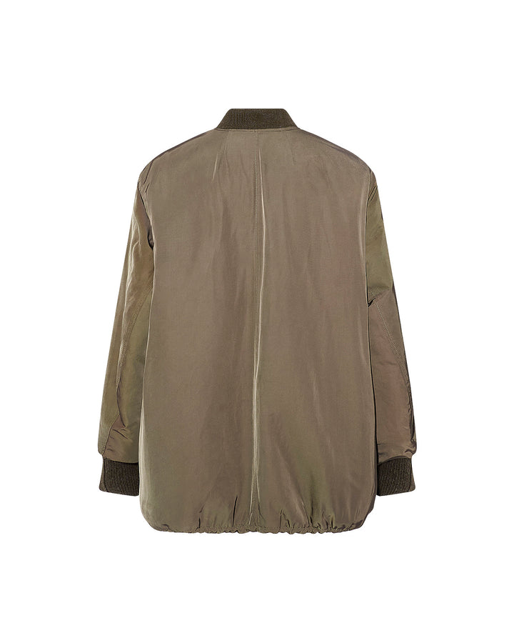 Long varsity jacket in shearling reversible technical fabric