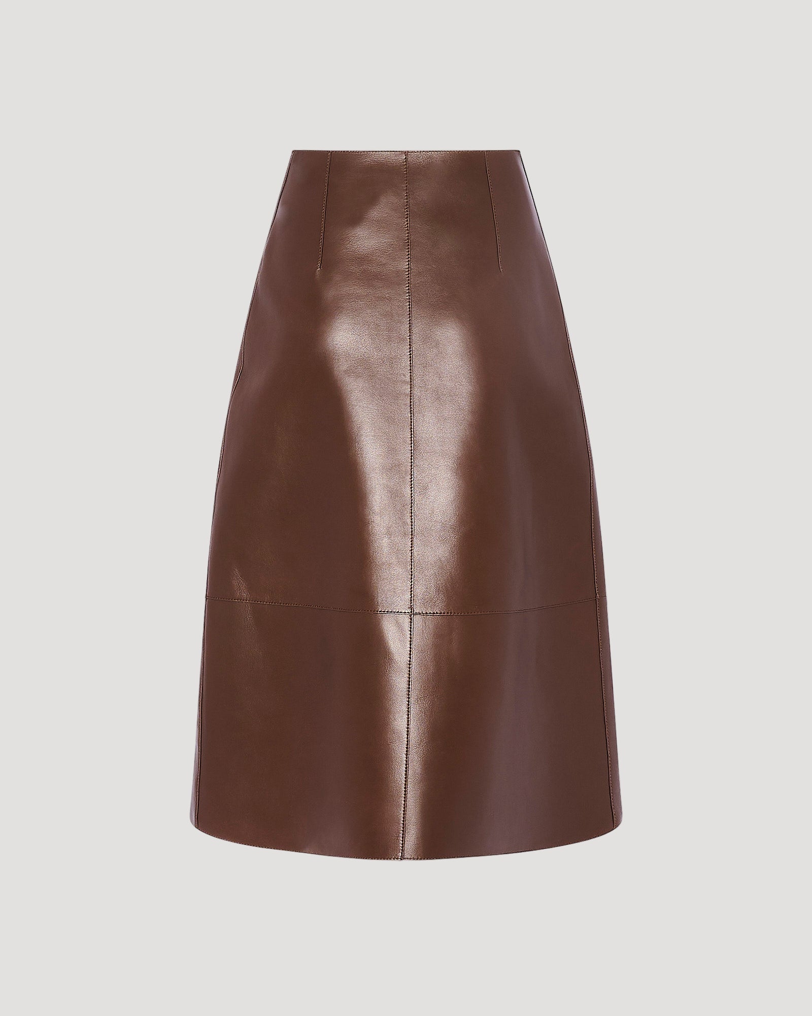 Winter sale -Woollen bonded leather wrap skirt-brown – Yves Salomon