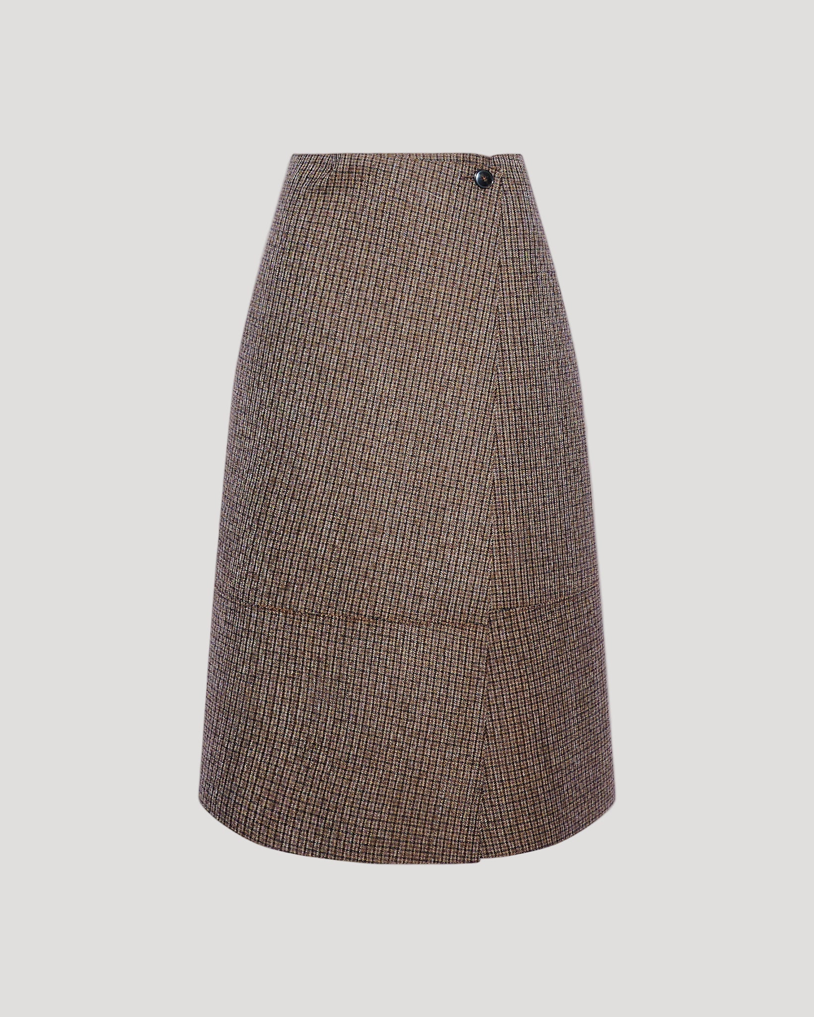 Winter sale -Woollen bonded leather wrap skirt-brown – Yves Salomon