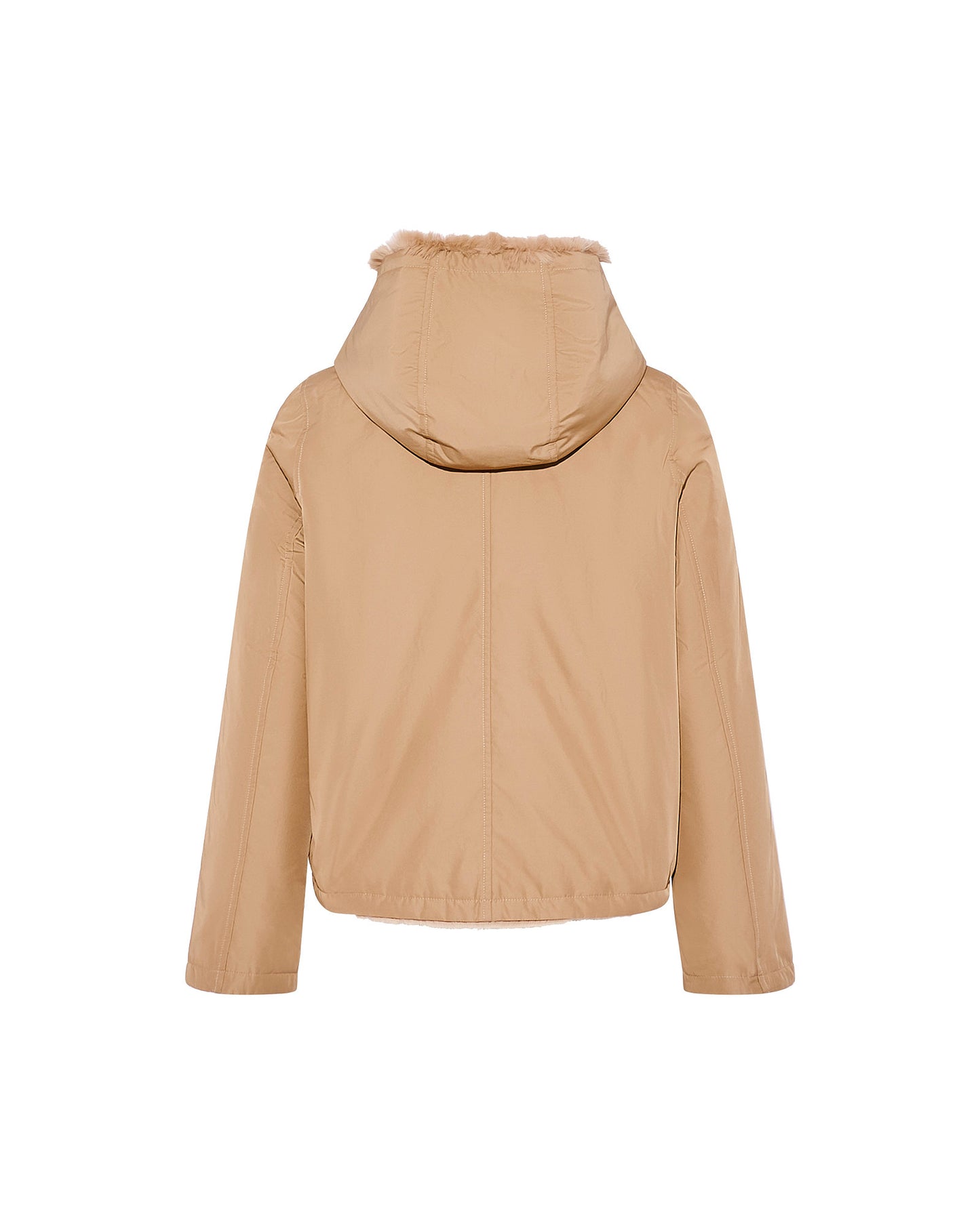 Veste à capuche en fourrure de lapin rex réversible tissu technique