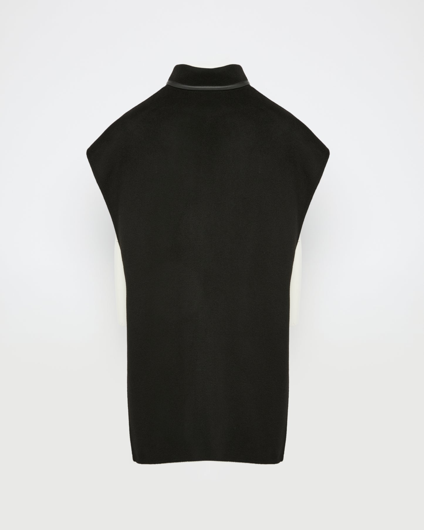 Plastron en lainage cachemire double face et cuir