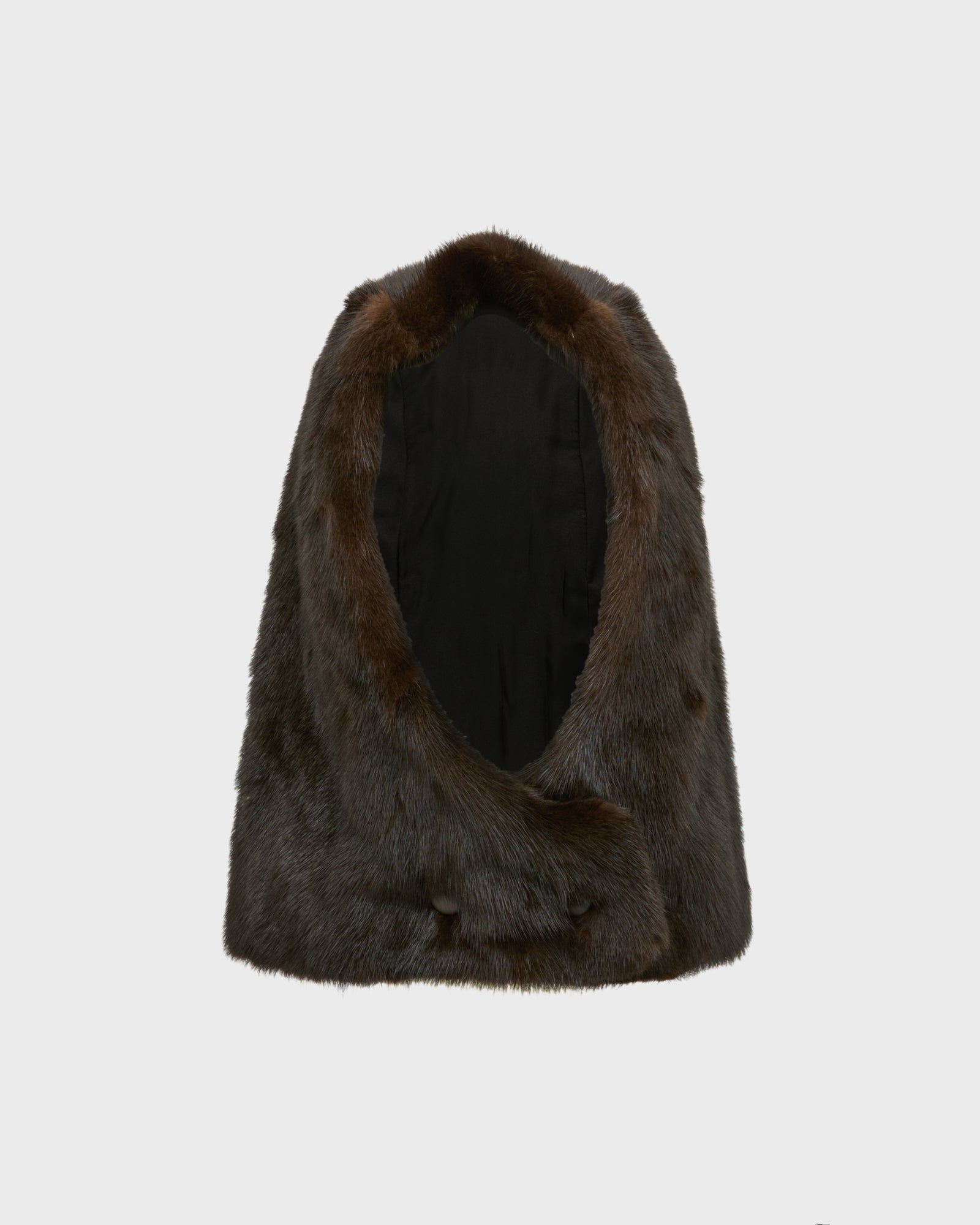 Capuche en fourrure de vison et cuir -Yves Salomon