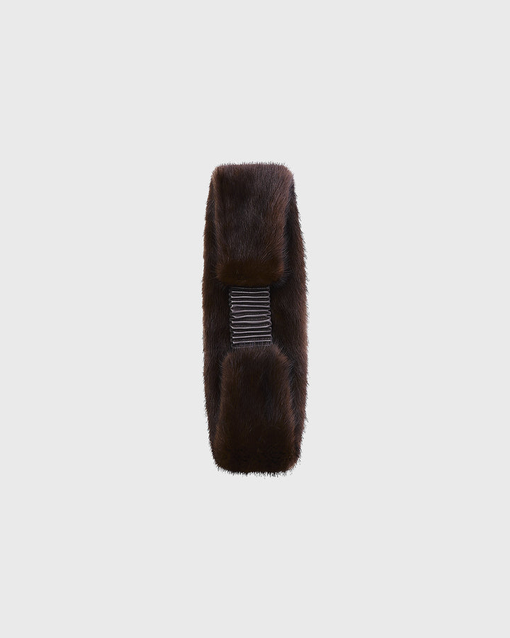 Bandeau en fourrure de vison et cuir -Yves Salomon