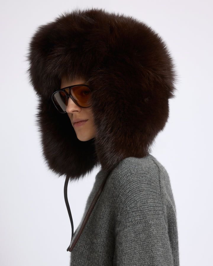 Chapka en fourrure de renard - Yves Salomon - Nouvelle collection Automne Hiver