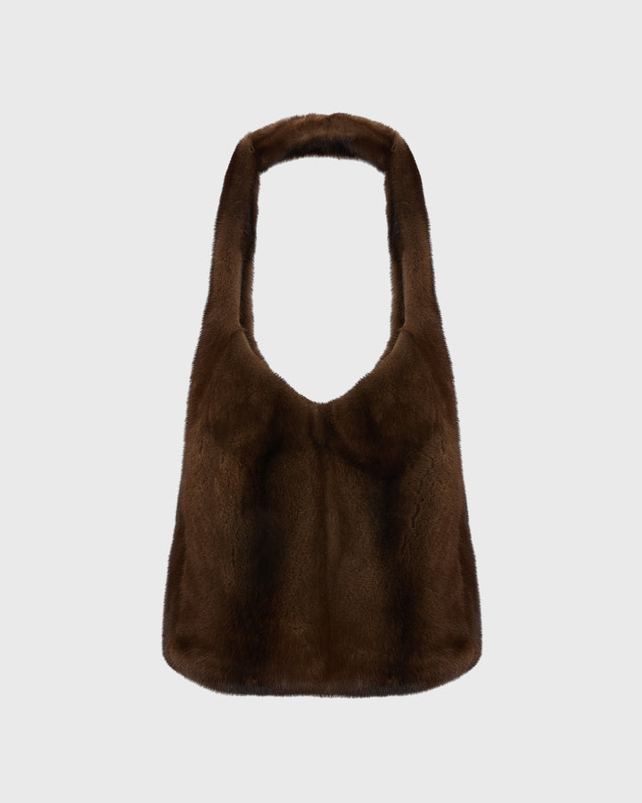 Mink fur bag with lamnskin details