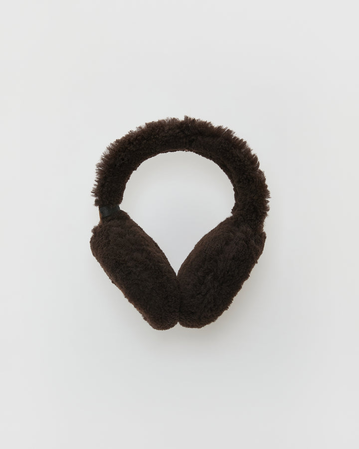 Cache-oreilles en peau lainée d'agneau Mérinos bouclé -Yves Salomon