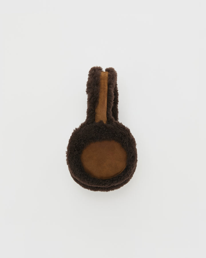 Cache-oreilles en peau lainée d'agneau Mérinos bouclé -Yves Salomon